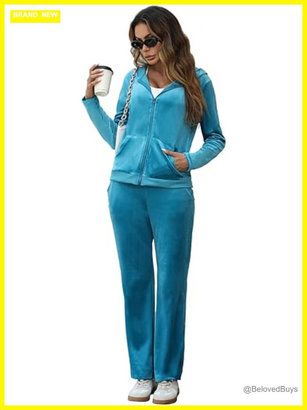 Velour Tracksuit 2 Piece Set Zip Up Hoodie and Sweatpants